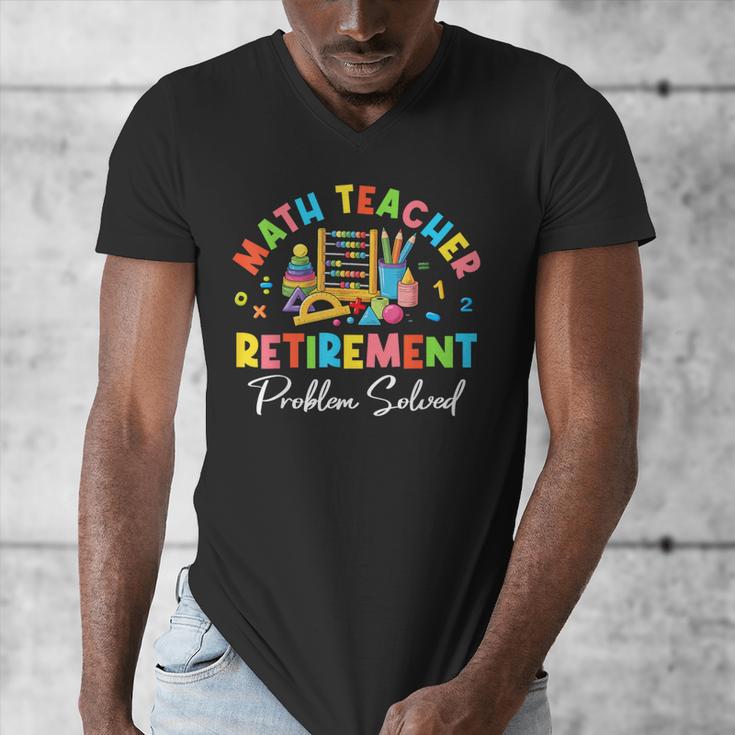 Colorful Math Teacher Retirement Solve The Problem Retired Men's V-Neck T-Shirt, funny design