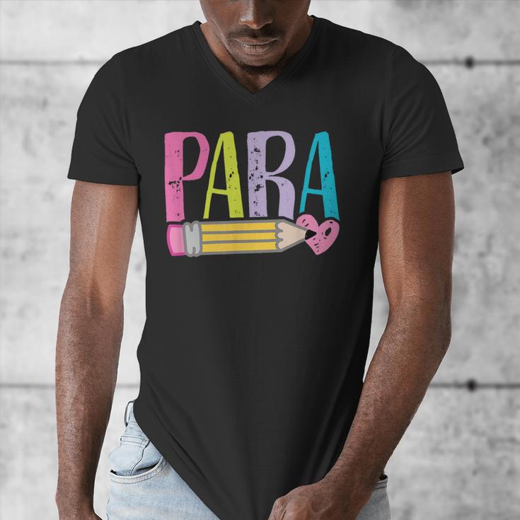 Colorful PARA Teacher Paraprofessional Cute Pencil Men's V-Neck T-Shirt, funny design Colorful PARA Teacher Paraprofessional Cute Pencil Men's V-Neck T-Shirt, funny design