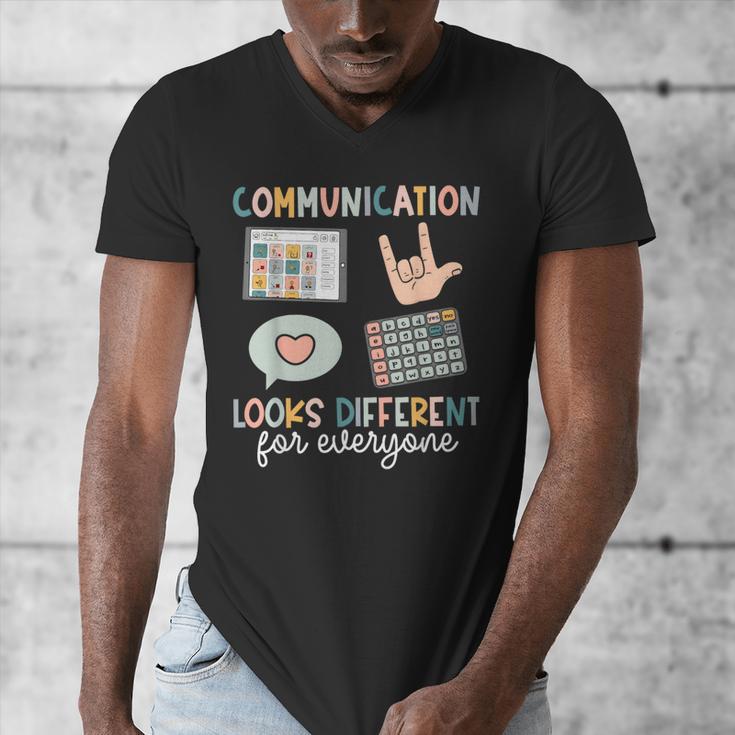 Communication Looks Different For Everyone SPED Teacher ASD Men's V-Neck T-Shirt, funny design Communication Looks Different For Everyone SPED Teacher ASD Men's V-Neck T-Shirt, funny design
