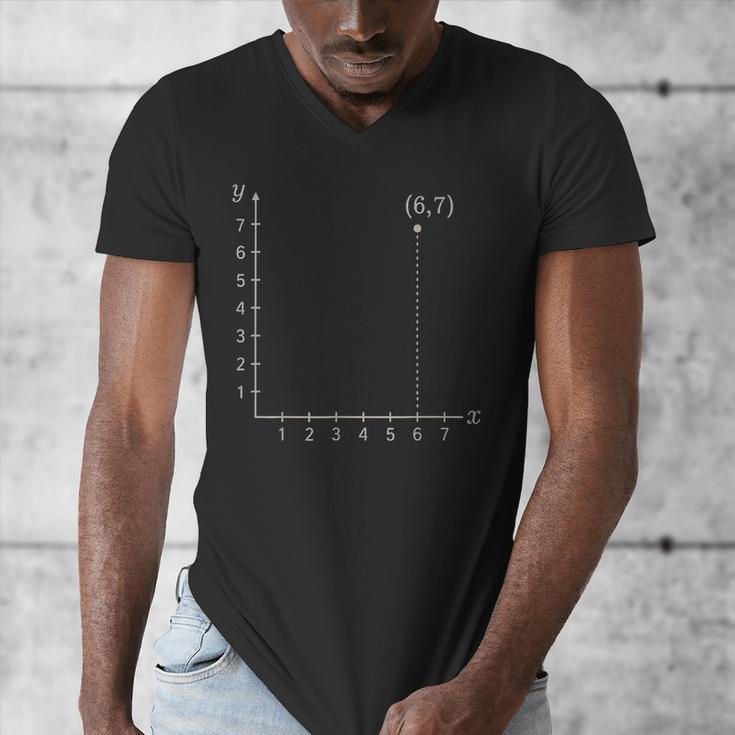 Coordinate 67 Math Teacher 67 Cartesian Grid Point Men's V-Neck T-Shirt, funny design