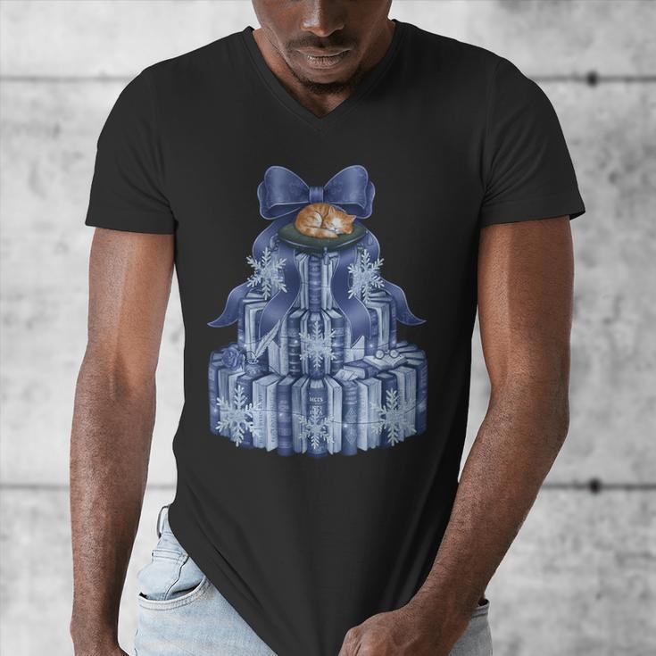 Coquette Bow Book Tree Merry Christmas Xmas Teacher Holiday Men's V-Neck T-Shirt, funny design Coquette Bow Book Tree Merry Christmas Xmas Teacher Holiday Men's V-Neck T-Shirt, funny design