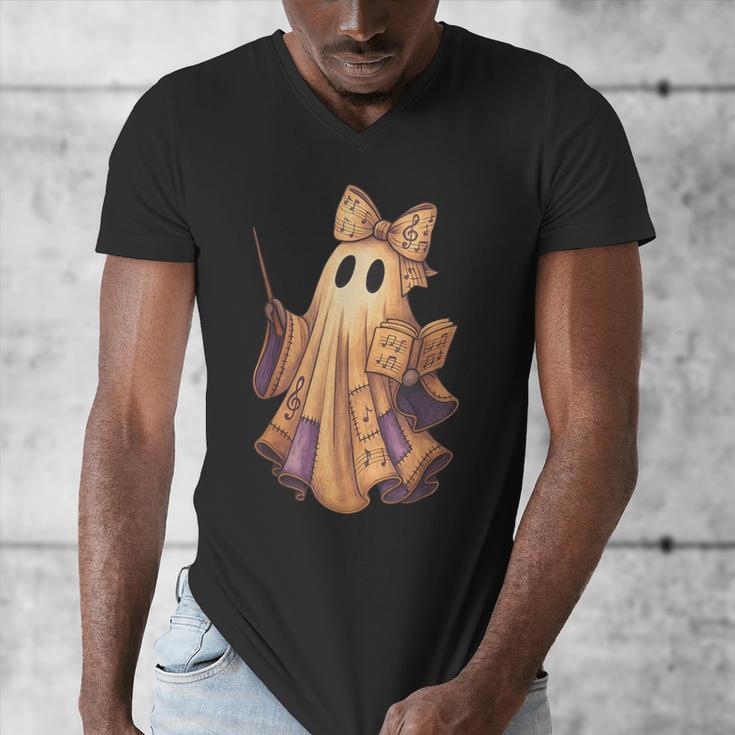 Coquette Music Note Patchwork Ghost Music Teacher Halloween Men's V-Neck T-Shirt, funny design Coquette Music Note Patchwork Ghost Music Teacher Halloween Men's V-Neck T-Shirt, funny design
