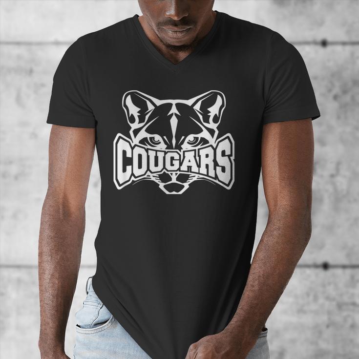 Cougars Teacher Student School Sports Fan Team Spirit Men's V-Neck T-Shirt, funny design