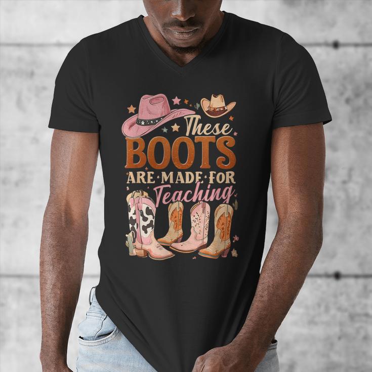 Cowboy Teacher These Boots Are Made-For Teaching School Men's V-Neck T-Shirt, funny design Cowboy Teacher These Boots Are Made-For Teaching School Men's V-Neck T-Shirt, funny design