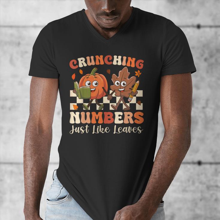 Crunching Numbers Just Like Leaves Pumpkin Fall Teacher Men's V-Neck T-Shirt, funny design Crunching Numbers Just Like Leaves Pumpkin Fall Teacher Men's V-Neck T-Shirt, funny design