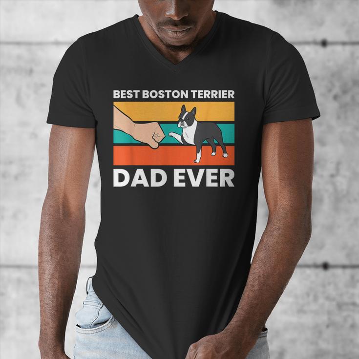 Cute Boston Terrier Best Boston Terrier Dad Ever Men's V-Neck T-Shirt, Couple Gifts, Boston Terrier Dad Gifts, funny design