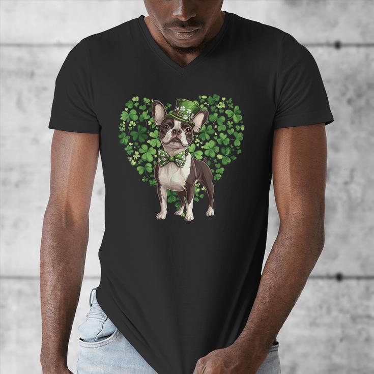 Cute Boston Terrier Shamrock St Patrick's Day Dog Lover Men Women Kids Men's V-Neck T-Shirt, funny design