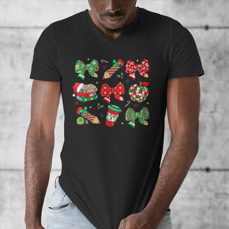Cute Coquette Pencil Bow Christmas School Teacher Student Men's V-Neck T-Shirt, funny design Cute Coquette Pencil Bow Christmas School Teacher Student Men's V-Neck T-Shirt, funny design