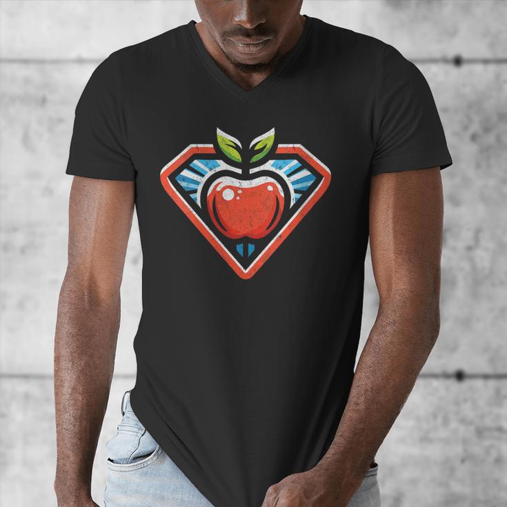 Cute Distressed Super Teacher Superhero Apple Men's V-Neck T-Shirt, Super Teacher Gifts, funny design Cute Distressed Super Teacher Superhero Apple Men's V-Neck T-Shirt, Super Teacher Gifts, funny design