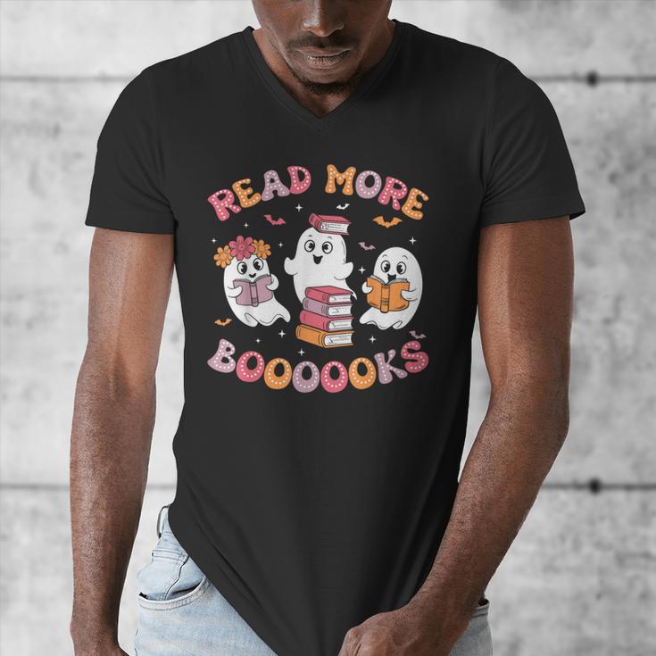 Cute Ghost Book Read More Books Teachers Halloween Men's V-Neck T-Shirt, funny design
