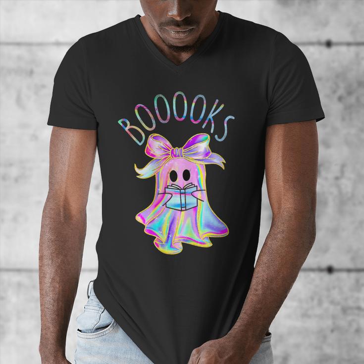 Cute Ghost Book Reading Halloween Teacher Top Girls Women Men's V-Neck T-Shirt, funny design Cute Ghost Book Reading Halloween Teacher Top Girls Women Men's V-Neck T-Shirt, funny design