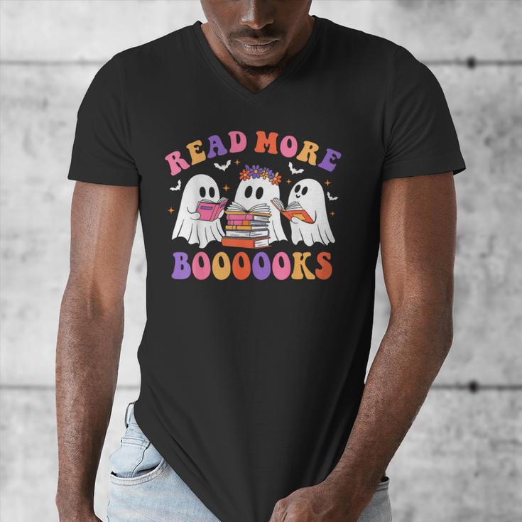Cute Ghost Read More Books Lover Teacher Halloween Costume Men's V-Neck T-Shirt, funny design