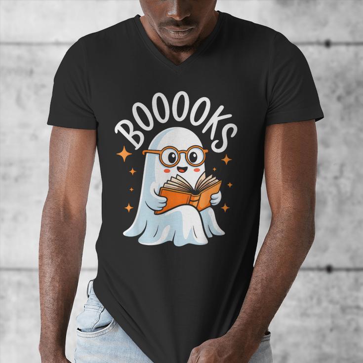 Cute Ghost Reading Book Librarian Teacher Halloween Costume Men's V-Neck T-Shirt, funny design