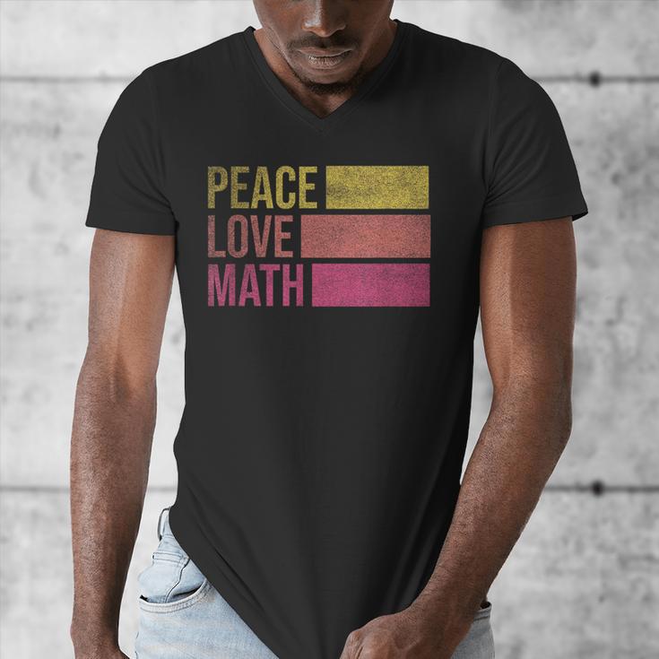 Cute Math Teacher Peace Love Math Men's V-Neck T-Shirt, funny design