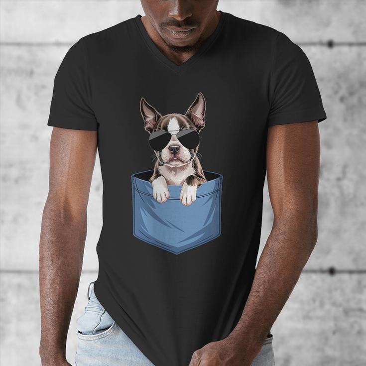 Cute Pocket Boston Terrier Lover Dog Mom Men's V-Neck T-Shirt, Couple Gifts, Mom Gifts, Boston Terrier Mom Gifts, funny design