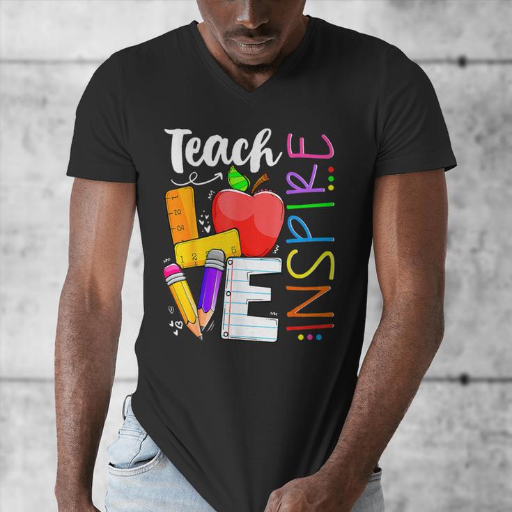 Cute Teach Love And Inspire Men Women Teacher Men's V-Neck T-Shirt, funny design