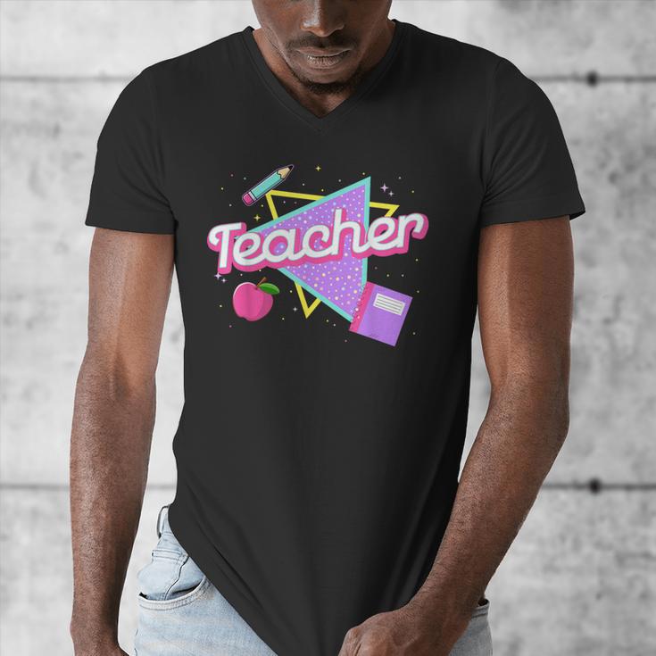 Cute Teacher Shirt 80's 90's Style Retro Old School Teacher For Men Women Men's V-Neck T-Shirt, funny design