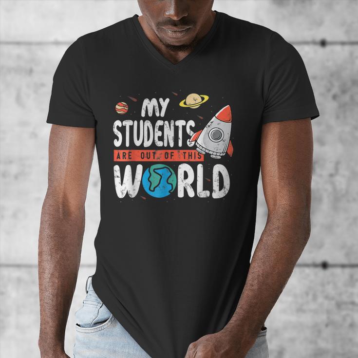 Cute Teacher My Students Are Out Of This World Space Men Women Kids Men's V-Neck T-Shirt, funny design