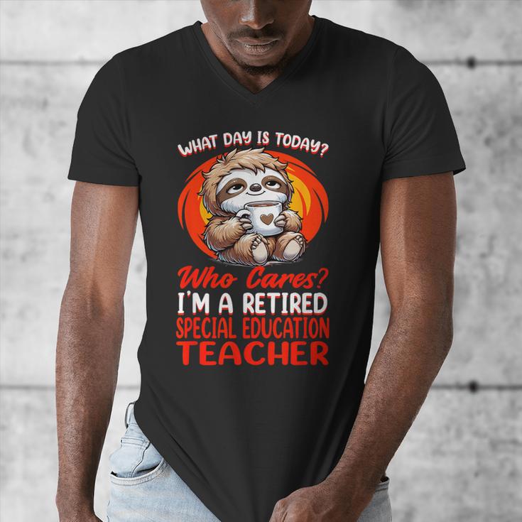 What Day Is Today Retired Special Education Teacher Men's V-Neck T-Shirt, funny design What Day Is Today Retired Special Education Teacher Men's V-Neck T-Shirt, funny design