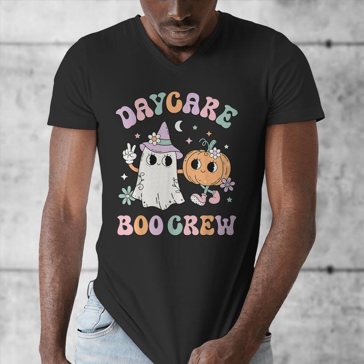 Daycare Boo Crew Groovy Halloween Floral Ghost Kid Teacher Men's V-Neck T-Shirt, Groovy Teacher Gifts, funny design Daycare Boo Crew Groovy Halloween Floral Ghost Kid Teacher Men's V-Neck T-Shirt, Groovy Teacher Gifts, funny design