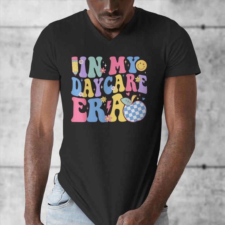 In My Daycare Era Groovy Teacher Daycare First Day Of School Men's V-Neck T-Shirt, Groovy Teacher Gifts, funny design