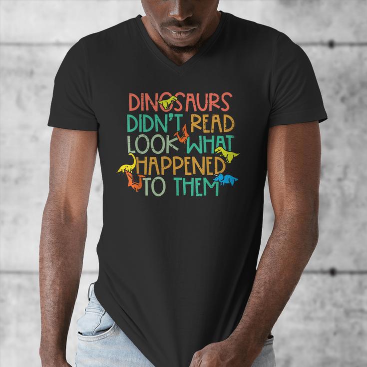 Dinosaurs Didnt Read Book Lover Boys Kids Teacher Men's V-Neck T-Shirt, funny design Dinosaurs Didnt Read Book Lover Boys Kids Teacher Men's V-Neck T-Shirt, funny design