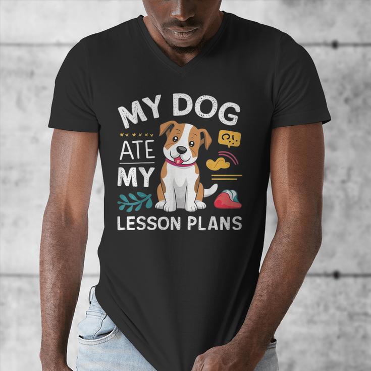 My Dog Ate My Lesson Plan Teacher Back To School Men's V-Neck T-Shirt, funny design