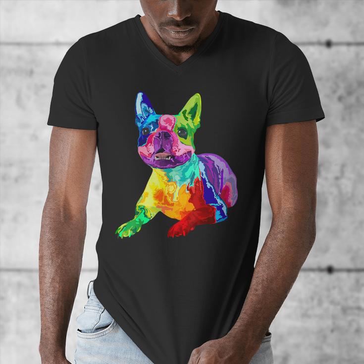 Dog Lover Boston Terrier Dog Colorful Boston Terrier Men Women Kids Men's V-Neck T-Shirt, funny design