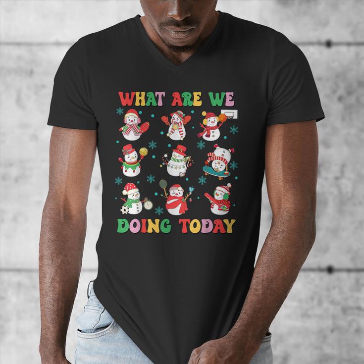 What Are We Doing Today PE Teacher Snowman Christmas Men's V-Neck T-Shirt, Pe Teacher Gifts, funny design What Are We Doing Today PE Teacher Snowman Christmas Men's V-Neck T-Shirt, Pe Teacher Gifts, funny design
