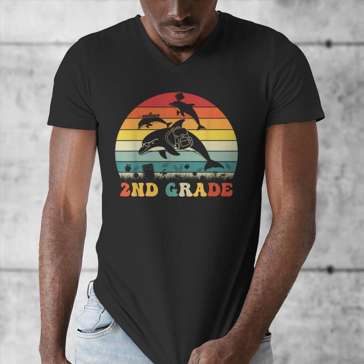 Dolphin Second Grade Back To School Teacher Student Men's V-Neck T-Shirt, funny design Dolphin Second Grade Back To School Teacher Student Men's V-Neck T-Shirt, funny design
