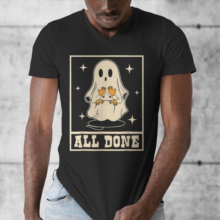 All Done Sign Language Ghost Speech Pathology Teacher Men's V-Neck T-Shirt, funny design
