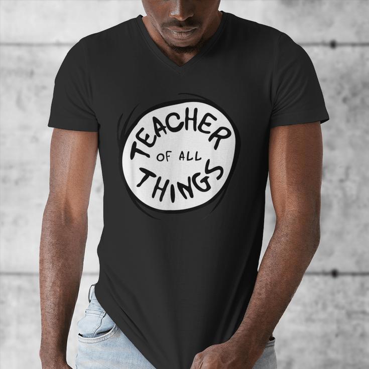 Dr Seuss Teacher Of All Things Red Emblem Men's V-Neck T-Shirt, funny design Dr Seuss Teacher Of All Things Red Emblem Men's V-Neck T-Shirt, funny design