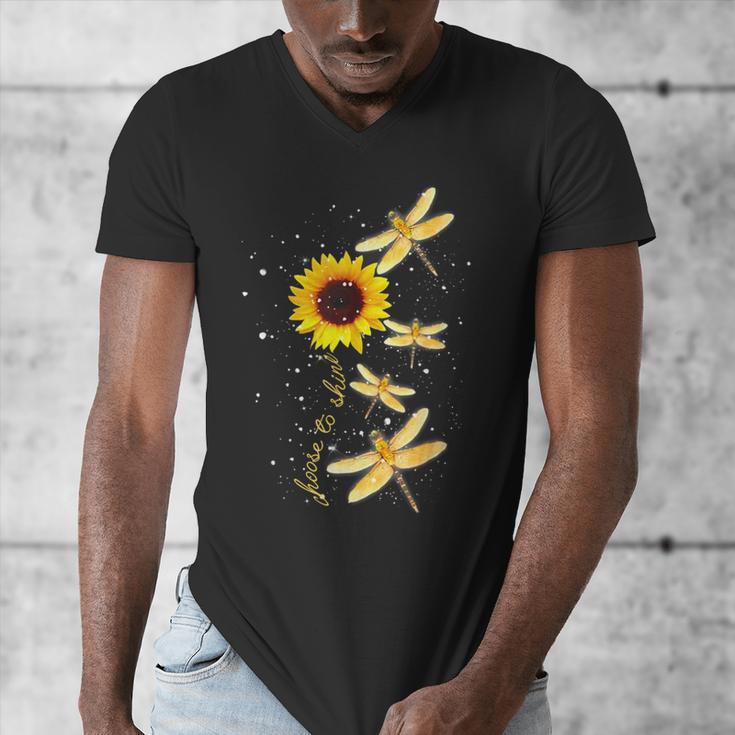 Dragonfly Sunflower Teacher Growth Mindset Choose To Shine Men's V-Neck T-Shirt, funny design Dragonfly Sunflower Teacher Growth Mindset Choose To Shine Men's V-Neck T-Shirt, funny design