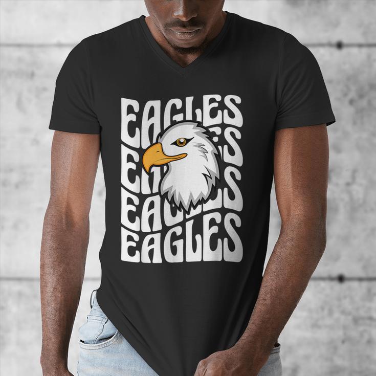 Eagles School Sports Fan Team Spirit Teacher Parent Student Men's V-Neck T-Shirt, funny design