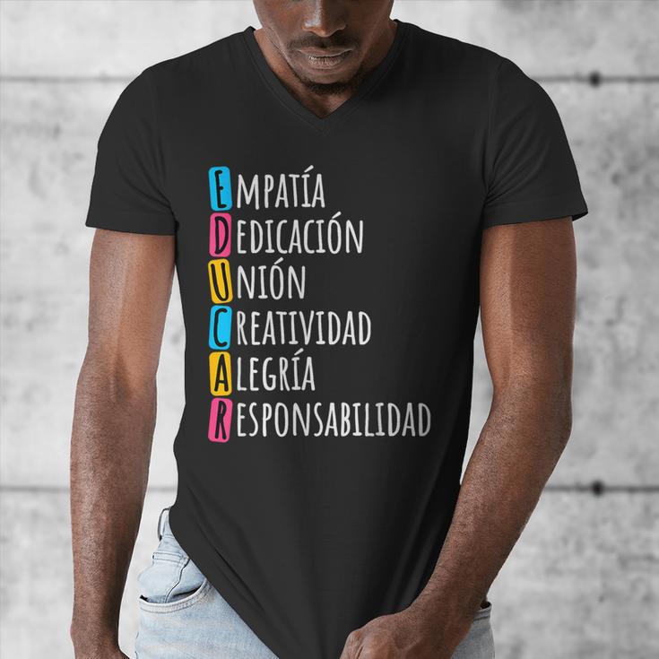 Educar Bilingual Spanish Teacher Men's V-Neck T-Shirt, funny design