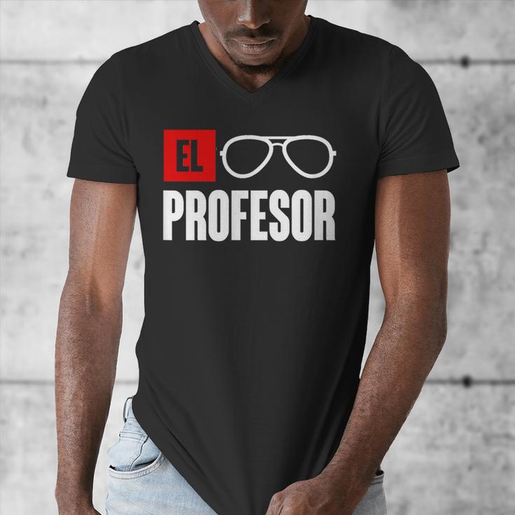 El Professor Money Costume Profesor Glasses Men Teacher Gift Men's V-Neck T-Shirt, funny design El Professor Money Costume Profesor Glasses Men Teacher Gift Men's V-Neck T-Shirt, funny design
