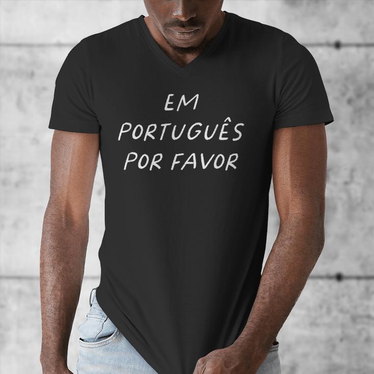 Em Português Por Favor Portuguese Teacher Brazil Men's V-Neck T-Shirt, funny design Em Português Por Favor Portuguese Teacher Brazil Men's V-Neck T-Shirt, funny design