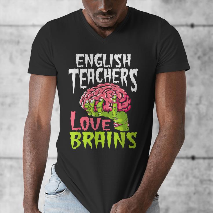 English Teachers Love Brains Zombie Teacher School Halloween Men's V-Neck T-Shirt, English Teacher Gifts, funny design English Teachers Love Brains Zombie Teacher School Halloween Men's V-Neck T-Shirt, English Teacher Gifts, funny design