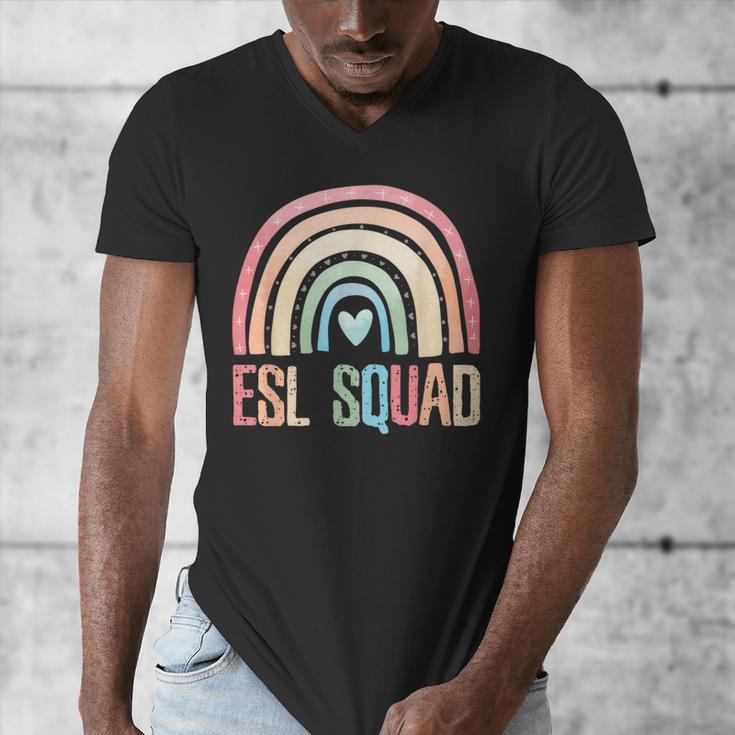 ESL Squad Teacher Crew Team Back To School English Rainbow Men's V-Neck T-Shirt, Esl Teacher Gifts, English Teacher Gifts, funny design ESL Squad Teacher Crew Team Back To School English Rainbow Men's V-Neck T-Shirt, Esl Teacher Gifts, English Teacher Gifts, funny design