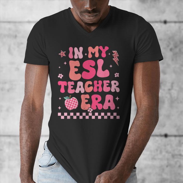 In My Esl Teacher Era Back To School ESL Teacher Groovy Men's V-Neck T-Shirt, Esl Teacher Gifts, Groovy Teacher Gifts, funny design In My Esl Teacher Era Back To School ESL Teacher Groovy Men's V-Neck T-Shirt, Esl Teacher Gifts, Groovy Teacher Gifts, funny design