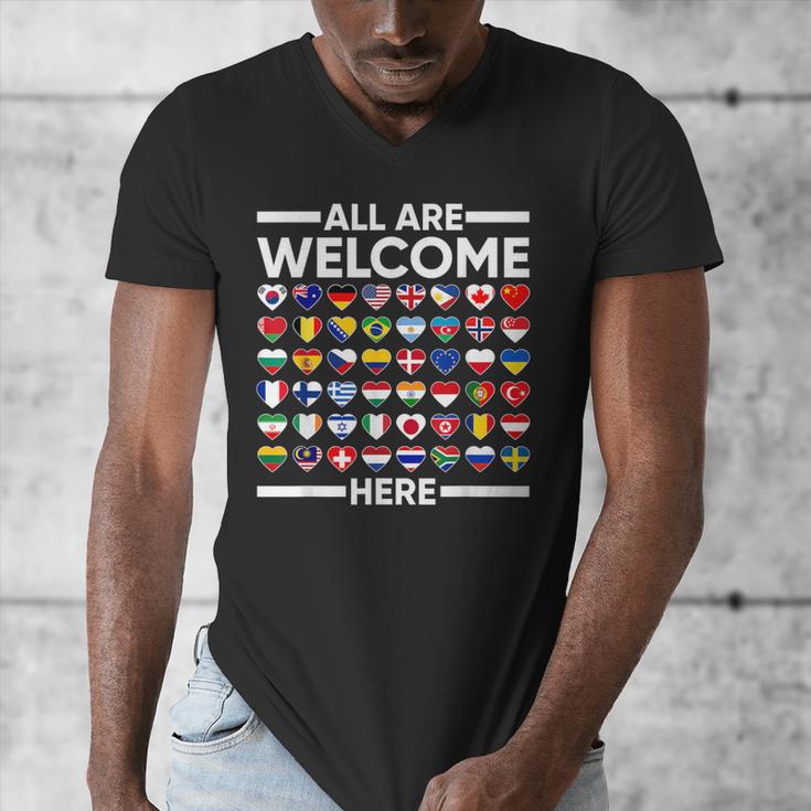 ESL Teacher All Are Welcome Here For Worlds Virtual Teachers Men's V-Neck T-Shirt, Esl Teacher Gifts, funny design