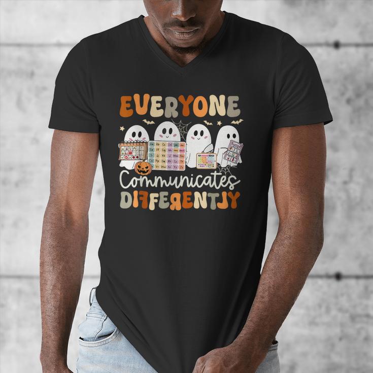 Everyone Communicates Differently Halloween Sped Teacher Men's V-Neck T-Shirt, funny design Everyone Communicates Differently Halloween Sped Teacher Men's V-Neck T-Shirt, funny design