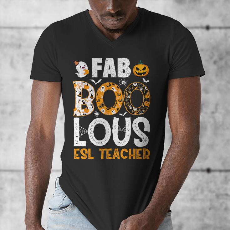 Faboolous ESL ESOL Teacher Spooky Teacher Halloween Costume For Men Women Men's V-Neck T-Shirt, Esl Teacher Gifts, funny design