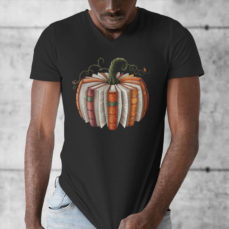 Fall Book Pumpkin Retro Reading Halloween Teacher Librarian Men's V-Neck T-Shirt, funny design Fall Book Pumpkin Retro Reading Halloween Teacher Librarian Men's V-Neck T-Shirt, funny design
