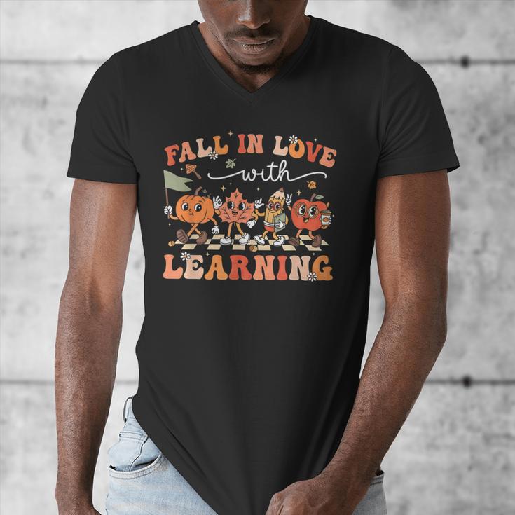 Fall In Love With Learning Autumn Teacher Thanksgiving Men's V-Neck T-Shirt, funny design Fall In Love With Learning Autumn Teacher Thanksgiving Men's V-Neck T-Shirt, funny design