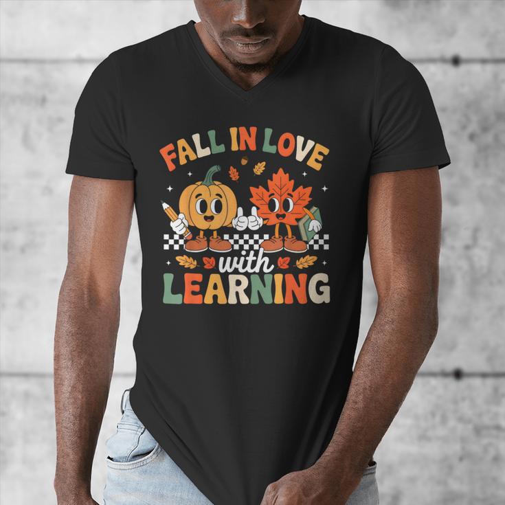 Fall In Love With Learning Shirt Autumn Thanksgiving Teacher Men's V-Neck T-Shirt, funny design Fall In Love With Learning Shirt Autumn Thanksgiving Teacher Men's V-Neck T-Shirt, funny design