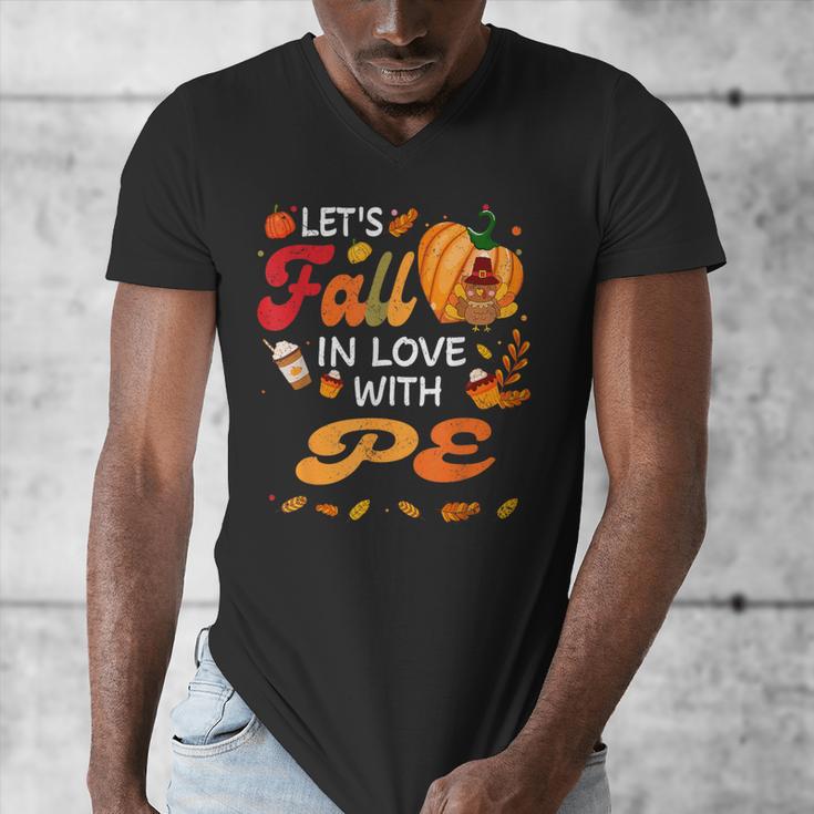Lets Fall In Love With PE Teacher Thanksgiving Men's V-Neck T-Shirt, Pe Teacher Gifts, funny design Lets Fall In Love With PE Teacher Thanksgiving Men's V-Neck T-Shirt, Pe Teacher Gifts, funny design