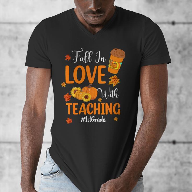 Fall In Love With Teaching 1st Grade Teacher Thanksgiving For Men Women Girls Kids Men's V-Neck T-Shirt, funny design Fall In Love With Teaching 1st Grade Teacher Thanksgiving For Men Women Girls Kids Men's V-Neck T-Shirt, funny design