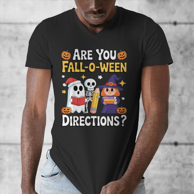 Are You Fall O Ween Directions Halloween Teacher Ghost Men's V-Neck T-Shirt, funny design