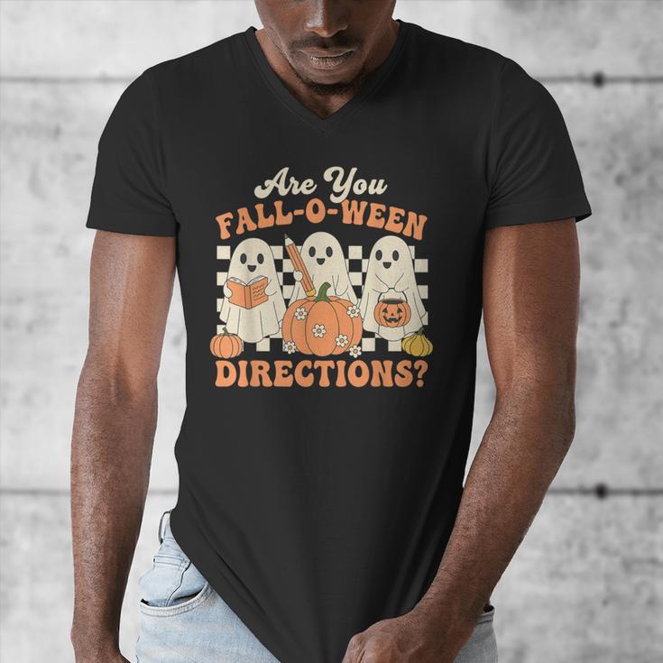 Are You Fall O Ween Directions Halloween Teacher Men's V-Neck T-Shirt, funny design